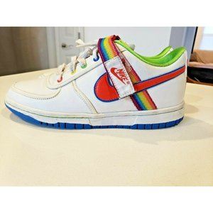 Rare Nike Vandal Low Youth Rainbow Athletic Shoes Size 5Y Leather White